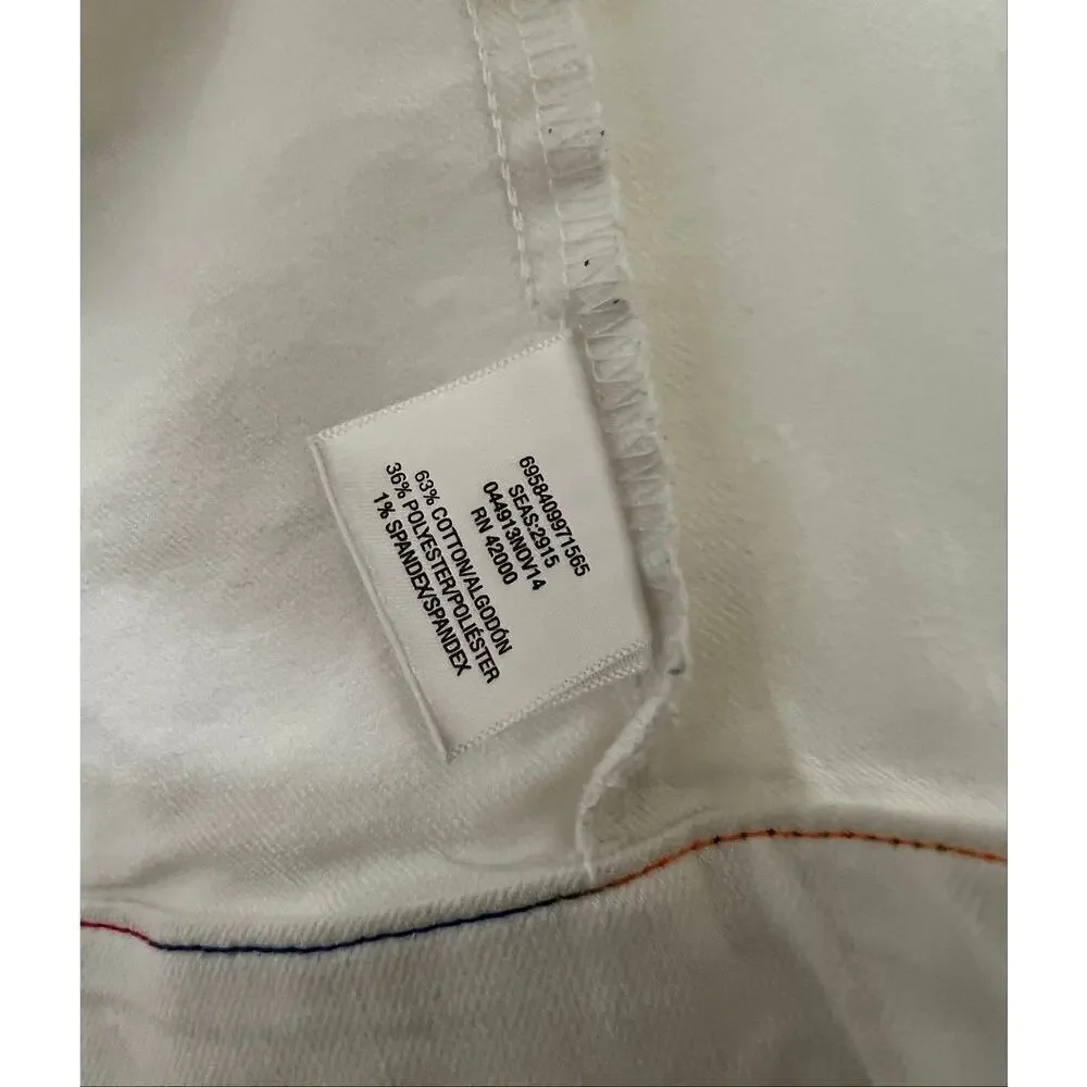 Piper White girls Denim Jean jacket contrast rainbow stitching sz 10/12